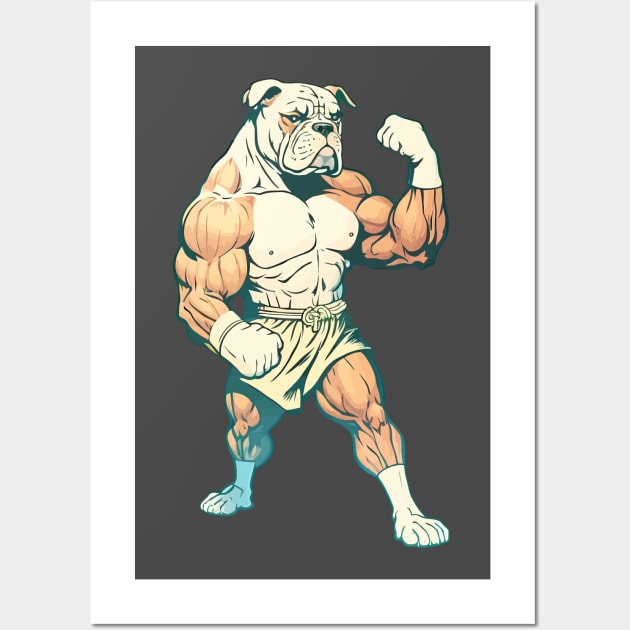 Muscular dog boxing Wall Art by FunnyZone